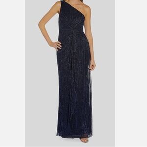 Adrianna Papell One-Shoulder Navy blue gown